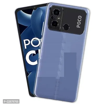 Fastship Rubber Silicone Back Cover for Poco C55  Transparent-thumb2