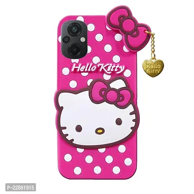 Fastship Silicone Soft Hello Kitty with Pendant Case Proper fit Back Cove for REDMI 11 Prime 4G  Pink-thumb0