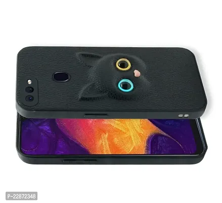 Coverage Colour Eye Cat Soft Kitty Case Back Cover for Oppo F9 Pro  Faux Leather Finish 3D Pattern Cat Eyes Case Back Cover Case for Oppo CPH1823  Oppo F9Pro  Black