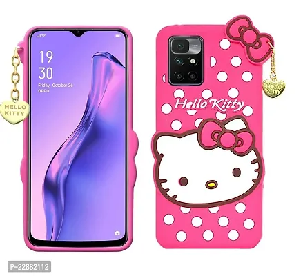 Fastship case Silicone Soft Hello Cat Kitty with Pendant Case Proper fit Back Cover for Redmi 10 Prime  Pink-thumb2