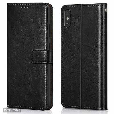 Coverage Leather Finish Inside TPU Back Case Wallet Stand Magnetic Closure Flip Cover for Vivo Y91i  Venom Black-thumb0