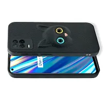 Coverage Coloured 3D POPUP Billy Eye Effect Kitty Cat Eyes Leather Rubber Back Cover for Realme 8s 5G  Pitch Black-thumb1