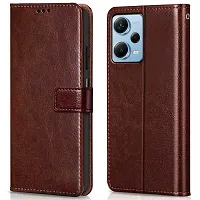 Fastship Vintage Magnatic Closer Leather Flip Cover for Mi REDMI Note 12Pro 5G  Executive Brown-thumb1