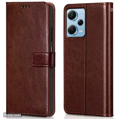 Fastship Vintage Magnatic Closer Leather Flip Cover for Mi REDMI Note 12Pro 5G  Executive Brown-thumb2