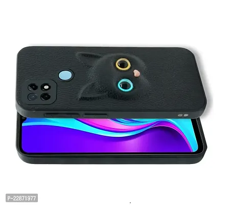 Fastship Coloured 3D POPUP Billy Eye Effect Kitty Cat Eyes Leather Rubber Back Cover for REDMI 9 Activ  Pitch Black