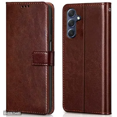 Fastship Leather Finish Inside TPU Wallet Stand Magnetic Closure Flip Cover for Samsung Galaxy M34 5G  Executive Brown-thumb0