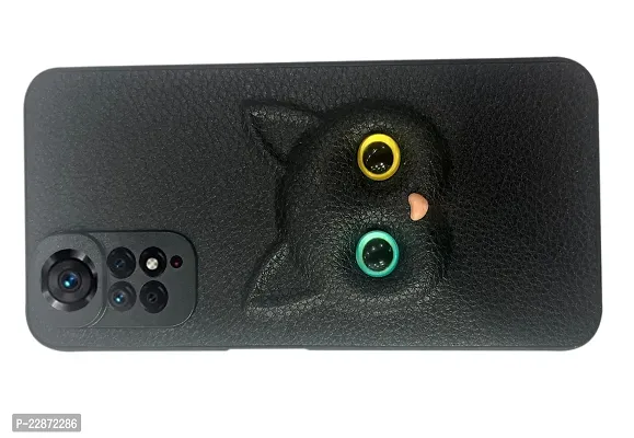 Coverage Coloured 3D Cat Eye Proper fix Case Rubber Back Cover for Redmi Note 11 PRO Plus 5G  Pitch Black-thumb2