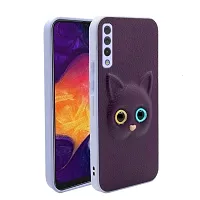 Fastship Colour Eye Cat Soft Kitty Case Back Cover for Samsung Galaxy A50  Faux Leather Finish 3D Pattern Cat Eyes Case Back Cover Case for Samsung A50  SM A505F  Jam Purple-thumb1