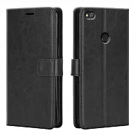 Fastship Vintage Magnatic Button Case Inside Build Back TPU Stand View Lether Flip Cover for Huawai Honor 8lite  Black-thumb1