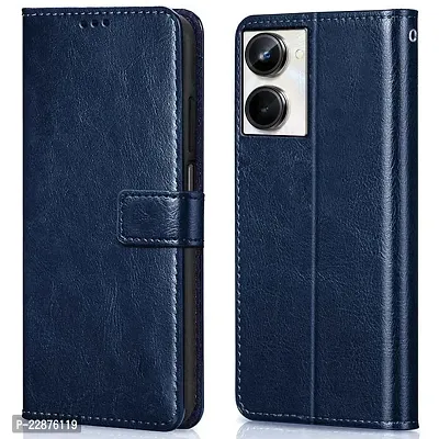 Fastship Cases Leather Finish Inside TPU Wallet Stand Magnetic Closure Flip Cover for Realme 10 4G  Navy Blue-thumb0
