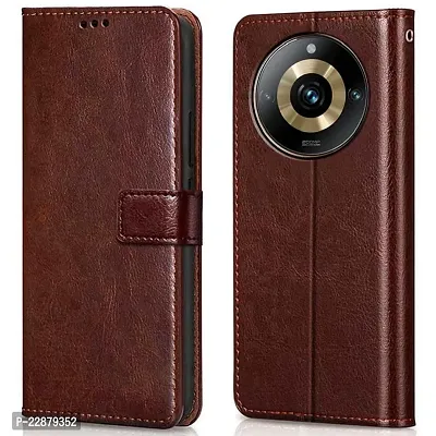 Fastship Case Leather Finish Inside TPU Wallet Stand Magnetic Closure Flip Cover for Realme 11 Pro 5G  Executive Brown-thumb2