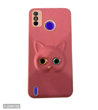 Fastship Colour Eye Cat Soft Kitty Case Back Cover for Tecno Spark Go 2021  Faux Leather Finish 3D Pattern Cat Eyes Case Back Cover Case for Tecno KE5  Spark Go 2021  Pink-thumb2