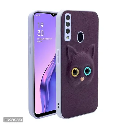 Fastship Coloured 3D POPUP Billy Eye Effect Kitty Cat Eyes Leather Rubber Back Cover for Oppo A31  Purple