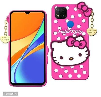 Fastship Cover Rubber Cat Cartoon Design with Pendant Soft Case Back Cover for Redmi 10A Sport  Pink-thumb2