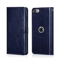 Fastship Vintage Magnatic Button Case Inside Build Back TPU Stand View Lether Flip Cover for I Phone SE 3rd Gen 2022  Blue-thumb1