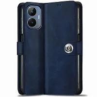 Fastship Cover Case Flip Cover for Realme RMX3710  Narzo N55  Inside Back TPU  Stand  Wallet Stylish Button Magnetic Closure for Realme Narzo N55  Navy Blue-thumb1