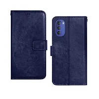 Fastship Case Vintage Magnatic Closer Leather Flip Cover for Motorola Moto G51  Cobalt Blue-thumb1