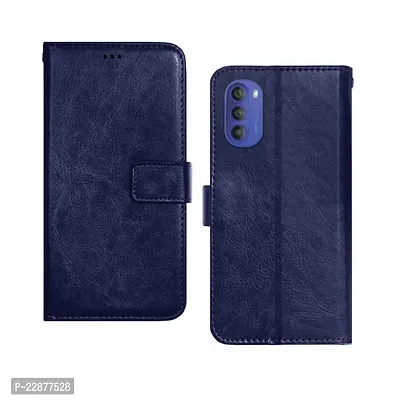 Fastship Case Vintage Magnatic Closer Leather Flip Cover for Motorola Moto G51  Cobalt Blue-thumb2