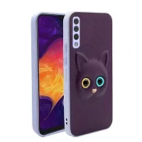Coverage Coloured 3D POPUP Billy Eye Effect Kitty Cat Eyes Leather Rubber Back Cover for Samsung Galaxy A30s  Purple-thumb1