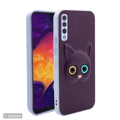 Coverage Coloured 3D POPUP Billy Eye Effect Kitty Cat Eyes Leather Rubber Back Cover for Samsung Galaxy A30s  Purple-thumb2