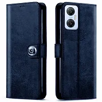 Fastship New Leather Finish Flip Cover for Infinix X666  HOT 20 5G  Inside Back TPU  Stand  Wallet Button Magnetic Closure for Infinix HOT 20 5G  Navy Blue-thumb1