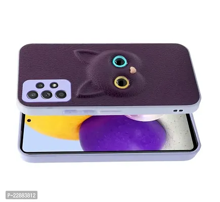 Coverage Coloured 3D POPUP Billy Eye Effect Kitty Cat Eyes Leather Rubber Back Cover for Samsung Galaxy A32 4G  Purple-thumb2