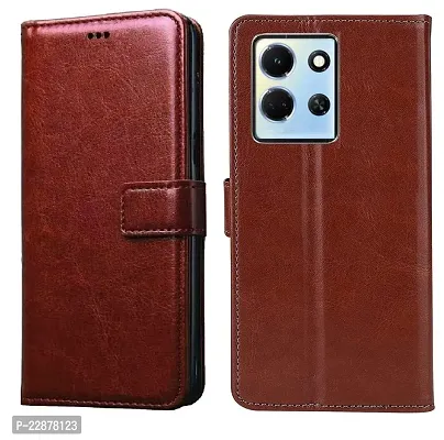 Fastship Cases Vintage Magnatic Closer Leather Flip Cover for Infinix X6711  Note 30 5G  Executive Brown-thumb2