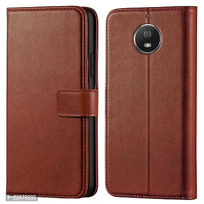 Fastship Case Leather Finish Inside TPU Wallet Stand Magnetic Closure Flip Cover for Motorola G5S  Executive Brown-thumb0