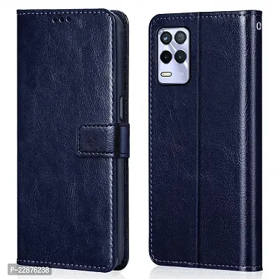 Fastship Vintage Magnatic Closer Leather Flip Cover for Realme RMX3388  Realme9 5G  Navy Blue-thumb0