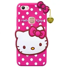 Fastship case Rubber Cat Kitty with Golden Latkan Case Back Cover for Vivo 1803  Vivo Y81  Pink-thumb1