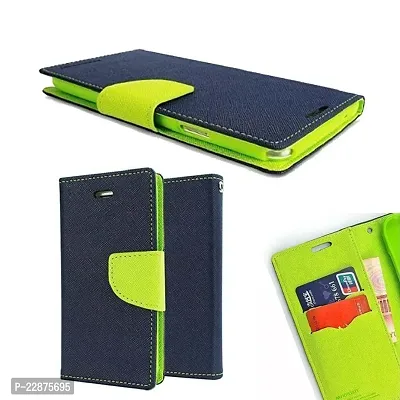 Coverage Imported Canvas Cloth Smooth Flip Cover for Mi Poco C3  Inside TPU  Inbuilt Stand  Wallet Back Cover Case Stylish Mercury Magnetic Closure  Blue Green-thumb0