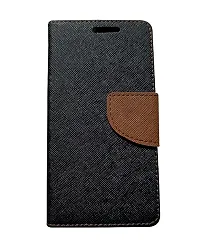 Fastship Samsung Galaxy A30 Flip Cover  Canvas Cloth Durable Long Life  Wallet Stylish Mercury Magnetic Closure Book Cover Leather Flip Case for Samsung Galaxy A30  Black Brown-thumb1