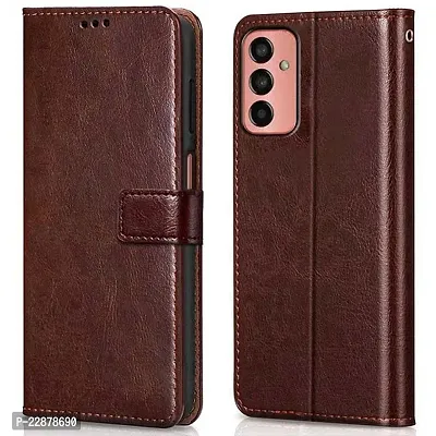 Fastship Leather Finish Inside TPU Wallet Back Case Stand Magnetic Closure Flip Cover for Samsung Galaxy A04s 4G  Executive Brown-thumb0