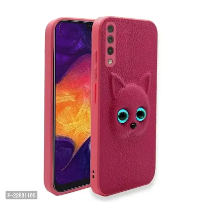 Coverage Coloured 3D POPUP Billy Eye Effect Kitty Cat Eyes Leather Rubber Back Cover for Samsung Galaxy A30s  Baby Pink-thumb2
