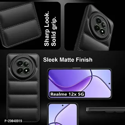 Fastship Matte Soft Case | Liquid Silicon Puff Case Back Cover for Realme 70 Pro 5G - Black-thumb5