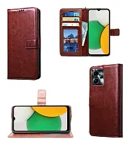 Fastship Cover Case Vintage Magnatic Button Case Inside Build Back TPU Stand View Lether Flip Cover for Motorola Moto G13  Brown-thumb1