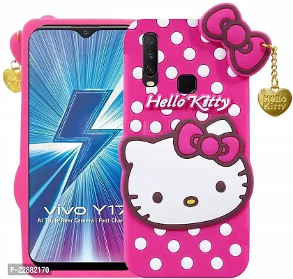 Fastship case Silicone Soft Hello Cat Kitty with Pendant Case Proper fit Back Cover for Vivo Y15  Pink-thumb2