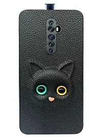 Coverage Coloured 3D Cat Eye Proper fix Case Rubber Back Cover for Oppo Reno2 Z  Pitch Black-thumb1