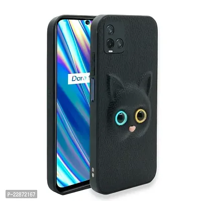 Fastship Coloured 3D POPUP Billy Eye Effect Kitty Cat Eyes Leather Rubber Back Cover for vivo Y21A  Pitch Black-thumb2