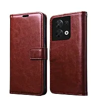 Fastship Leather Finish Inside TPU Wallet Stand Magnetic Closure Flip Cover for Oppo Reno8 5G  Executive Brown-thumb1