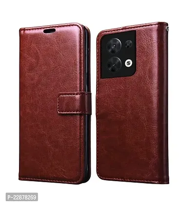 Fastship Leather Finish Inside TPU Wallet Stand Magnetic Closure Flip Cover for Oppo Reno8 5G  Executive Brown-thumb2