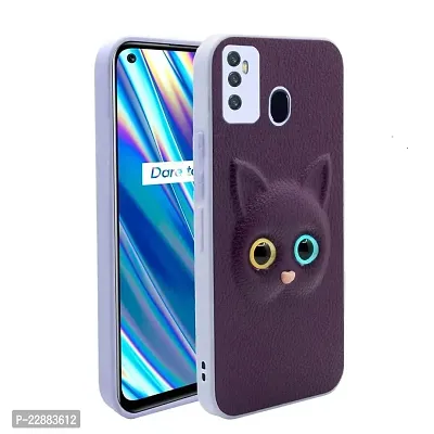Coverage Colour Eye Cat Soft Kitty Case Back Cover for Infinix Hot 11  Faux Leather Finish 3D Pattern Cat Eyes Case Back Cover Case for Infinix X662  Hot 11  Jam Purple-thumb2