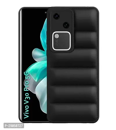 Fastship Matte Soft Case | Liquid Silicon Puff Case Back Cover for Vivo V2318 / Vivo V30 - 5G - Black-thumb2