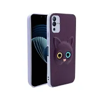 Coverage Coloured 3D POPUP Billy Eye Effect Kitty Cat Eyes Leather Rubber Back Cover for vivo V23 Pro 5G  Purple-thumb1