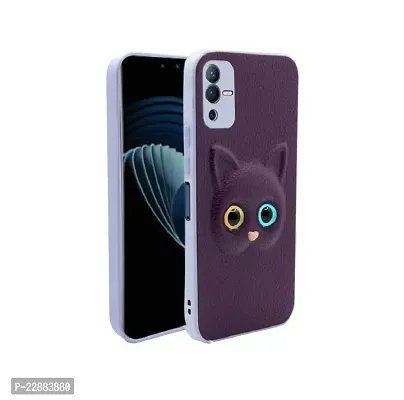 Coverage Coloured 3D POPUP Billy Eye Effect Kitty Cat Eyes Leather Rubber Back Cover for vivo V23 Pro 5G  Purple-thumb2