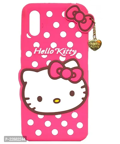 Coverage Rubber Hello Kitty Design with Pendant Soft Case Back Cover for Mi REDMI 9i Sport  Pink-thumb2