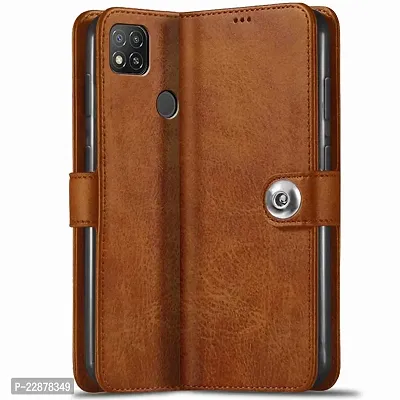 Fastship Poco C31 Flip Cover  Full Body Protection  Inside Pockets  Stand  Wallet Stylish Button Magnetic Closure Book Cover Leather Flip Case for Poco C31  Executive Brown-thumb0