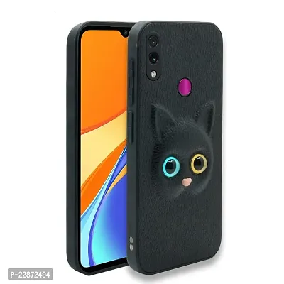 Coverage Coloured 3D POPUP Billy Eye Effect Kitty Cat Eyes Leather Rubber Back Cover for Samsung Galaxy A30  Pitch Black