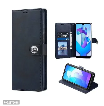 Fastship Cases Leather Finish Flip Cover for Tecno Camon20 64MP RGBW  Inside Back TPU  Stand  Wallet Button Magnetic Closure for Tecno Camon20 Predawn  Navy Blue