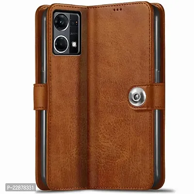 Fastship Oppo CPH2363  Oppo F21Pro 4G Flip Cover  Full Body Protection  Inside Pockets  Stand  Wallet Button Magnetic Closure Book Cover Leather Flip Case for Oppo F21 Pro 4G  Brown-thumb0